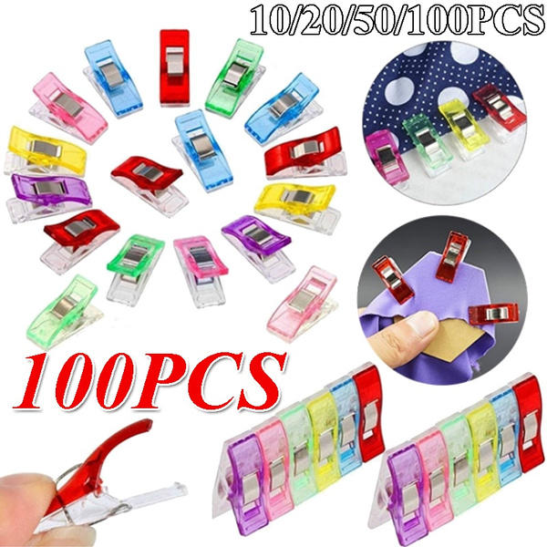 100/50/20/10pcs Colorful Sewing Craft Quilt Binding Clip Sewing Clips for  Fabric Clips Plastic Clips Clamps Hemming Clips Knitting Clips Gift Sewing  & Knitting Supplies